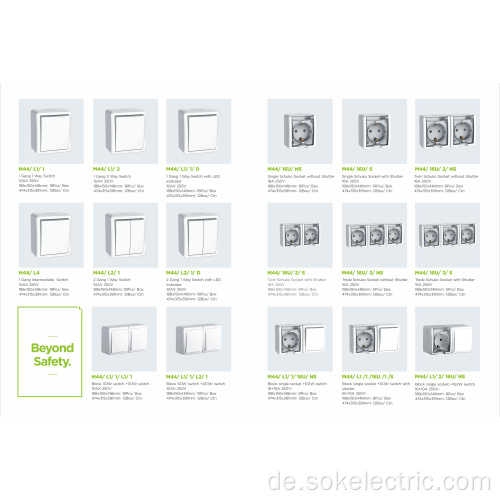 New Design 1 Gang Wandschaltertafel mit weißen elektrischen Schaltern mit Zwischenlicht